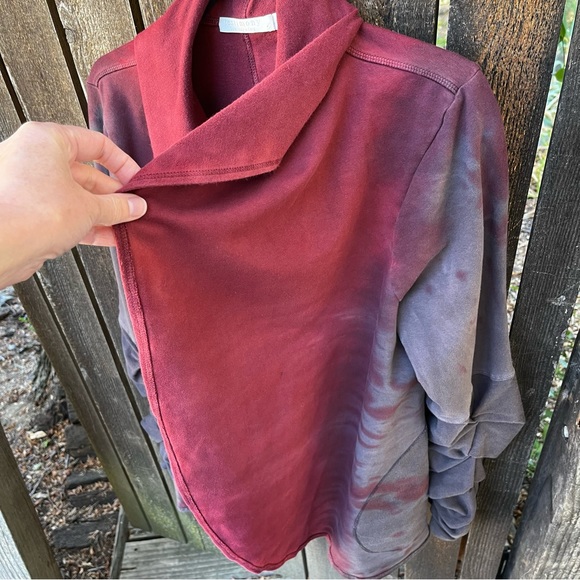 Testimony Los Angeles French Terry Tie Dye Ruched Sleeve Draped Cardigan Sz L - Picture 12 of 16